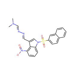 CN(C)/C=N/N=C/c1cn(S(=O)(=O)c2ccc3ccccc3c2)c2cccc([N+](=O)[O-])c12 ZINC000299858094