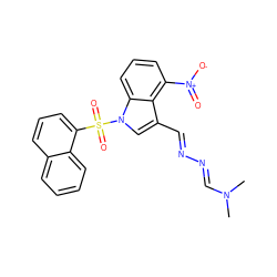 CN(C)/C=N/N=C/c1cn(S(=O)(=O)c2cccc3ccccc23)c2cccc([N+](=O)[O-])c12 ZINC000299857027