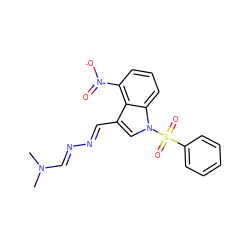 CN(C)/C=N/N=C/c1cn(S(=O)(=O)c2ccccc2)c2cccc([N+](=O)[O-])c12 ZINC000299856876