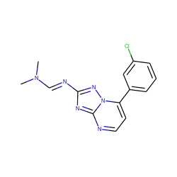 CN(C)/C=N/c1nc2nccc(-c3cccc(Cl)c3)n2n1 ZINC000018154068