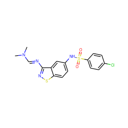 CN(C)/C=N/c1nsc2ccc(NS(=O)(=O)c3ccc(Cl)cc3)cc12 ZINC000101501658