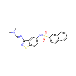 CN(C)/C=N/c1nsc2ccc(NS(=O)(=O)c3ccc4ccccc4c3)cc12 ZINC000101501659