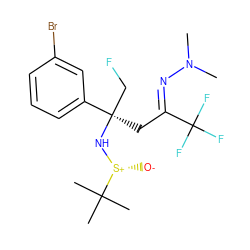 CN(C)/N=C(/C[C@](CF)(N[S@+]([O-])C(C)(C)C)c1cccc(Br)c1)C(F)(F)F ZINC000223541728