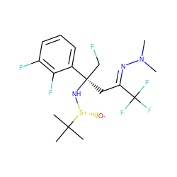 CN(C)/N=C(/C[C@](CF)(N[S@+]([O-])C(C)(C)C)c1cccc(F)c1F)C(F)(F)F ZINC000223521152