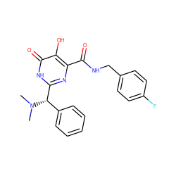 CN(C)[C@@H](c1ccccc1)c1nc(C(=O)NCc2ccc(F)cc2)c(O)c(=O)[nH]1 ZINC000014979601