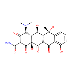 CN(C)[C@@H]1C(=O)C(C(N)=O)C(=O)[C@@]2(O)C(=O)C3C(=O)c4c(O)cccc4[C@@](C)(O)[C@H]3[C@H](O)[C@@H]12 ZINC000004019701