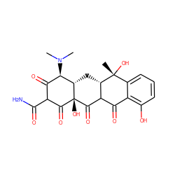 CN(C)[C@@H]1C(=O)C(C(N)=O)C(=O)[C@@]2(O)C(=O)C3C(=O)c4c(O)cccc4[C@@](C)(O)[C@H]3C[C@@H]12 ZINC000084441937