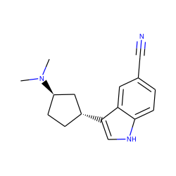 CN(C)[C@@H]1CC[C@@H](c2c[nH]c3ccc(C#N)cc23)C1 ZINC000003948258