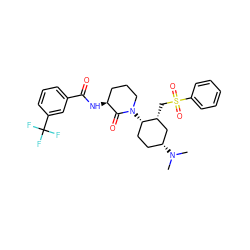 CN(C)[C@@H]1CC[C@H](N2CCC[C@H](NC(=O)c3cccc(C(F)(F)F)c3)C2=O)[C@H](CS(=O)(=O)c2ccccc2)C1 ZINC000003986207