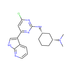 CN(C)[C@@H]1CCC[C@H](Nc2nc(Cl)cc(-c3c[nH]c4ncccc34)n2)C1 ZINC000063539670