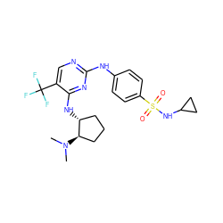 CN(C)[C@@H]1CCC[C@H]1Nc1nc(Nc2ccc(S(=O)(=O)NC3CC3)cc2)ncc1C(F)(F)F ZINC000071295261