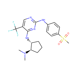 CN(C)[C@@H]1CCC[C@H]1Nc1nc(Nc2ccc(S(C)(=O)=O)cc2)ncc1C(F)(F)F ZINC000040423917