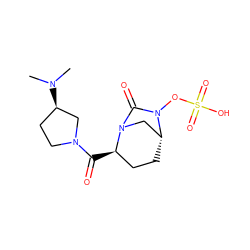 CN(C)[C@@H]1CCN(C(=O)[C@@H]2CC[C@@H]3CN2C(=O)N3OS(=O)(=O)O)C1 ZINC000096168609