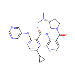 CN(C)[C@@H]1CCN(C(=O)c2ccncc2NC(=O)c2nc(C3CC3)cnc2Nc2cncnc2)C1 ZINC000169701696