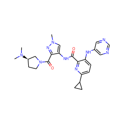 CN(C)[C@@H]1CCN(C(=O)c2nn(C)cc2NC(=O)c2nc(C3CC3)ccc2Nc2cncnc2)C1 ZINC000149804855