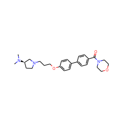 CN(C)[C@@H]1CCN(CCCOc2ccc(-c3ccc(C(=O)N4CCOCC4)cc3)cc2)C1 ZINC000022927358