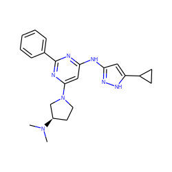 CN(C)[C@@H]1CCN(c2cc(Nc3cc(C4CC4)[nH]n3)nc(-c3ccccc3)n2)C1 ZINC000084596332