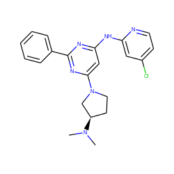 CN(C)[C@@H]1CCN(c2cc(Nc3cc(Cl)ccn3)nc(-c3ccccc3)n2)C1 ZINC000084619252