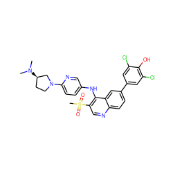 CN(C)[C@@H]1CCN(c2ccc(Nc3c(S(C)(=O)=O)cnc4ccc(-c5cc(Cl)c(O)c(Cl)c5)cc34)cn2)C1 ZINC000219377817