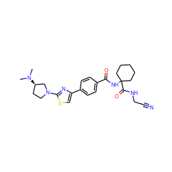 CN(C)[C@@H]1CCN(c2nc(-c3ccc(C(=O)NC4(C(=O)NCC#N)CCCCC4)cc3)cs2)C1 ZINC000013676366