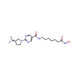 CN(C)[C@@H]1CCN(c2ncc(C(=O)NCCCCCCC(=O)NO)cn2)C1 ZINC000146333944