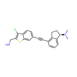 CN(C)[C@@H]1CCc2c(C#Cc3ccc4c(Cl)c(CN)sc4c3)cccc21 ZINC000072109919