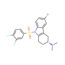 CN(C)[C@@H]1CCc2c(c3cc(Br)ccc3n2S(=O)(=O)c2ccc(F)c(F)c2)C1 ZINC000095555012