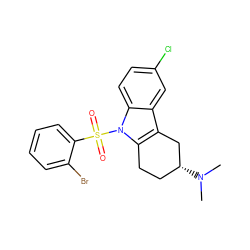 CN(C)[C@@H]1CCc2c(c3cc(Cl)ccc3n2S(=O)(=O)c2ccccc2Br)C1 ZINC000060326006