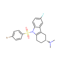 CN(C)[C@@H]1CCc2c(c3cc(F)ccc3n2S(=O)(=O)c2ccc(Br)cc2)C1 ZINC000060325824