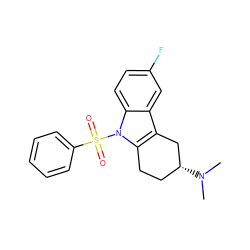 CN(C)[C@@H]1CCc2c(c3cc(F)ccc3n2S(=O)(=O)c2ccccc2)C1 ZINC000060325818