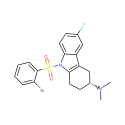 CN(C)[C@@H]1CCc2c(c3cc(F)ccc3n2S(=O)(=O)c2ccccc2Br)C1 ZINC000095550235