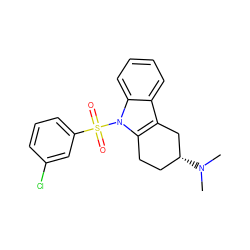 CN(C)[C@@H]1CCc2c(c3ccccc3n2S(=O)(=O)c2cccc(Cl)c2)C1 ZINC000060325602