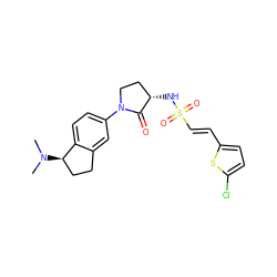 CN(C)[C@@H]1CCc2cc(N3CC[C@H](NS(=O)(=O)/C=C/c4ccc(Cl)s4)C3=O)ccc21 ZINC000034643281