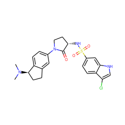 CN(C)[C@@H]1CCc2cc(N3CC[C@H](NS(=O)(=O)c4ccc5c(Cl)c[nH]c5c4)C3=O)ccc21 ZINC000066077565