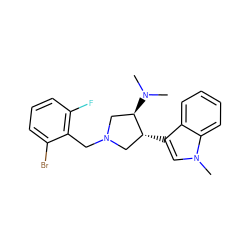 CN(C)[C@@H]1CN(Cc2c(F)cccc2Br)C[C@H]1c1cn(C)c2ccccc12 ZINC001772613594