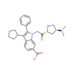 CN(C)[C@@H]1CN[C@@H](C(=O)Cn2c(-c3ccccc3)c(C3CCCC3)c3ccc(C(=O)O)cc32)C1 ZINC000028467367