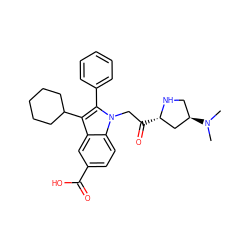 CN(C)[C@@H]1CN[C@@H](C(=O)Cn2c(-c3ccccc3)c(C3CCCCC3)c3cc(C(=O)O)ccc32)C1 ZINC000028469332