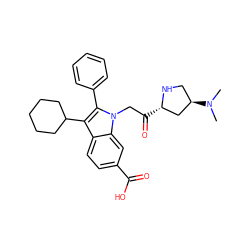 CN(C)[C@@H]1CN[C@@H](C(=O)Cn2c(-c3ccccc3)c(C3CCCCC3)c3ccc(C(=O)O)cc32)C1 ZINC000028461420