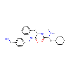 CN(C)[C@H](CC1CCCCC1)C(=O)N[C@@H](Cc1ccccc1)C(=O)NCc1ccc(CN)cc1 ZINC000206297973