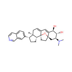 CN(C)[C@H]1C[C@@]23CC[C@@]4(O2)C(=CC[C@]2(C)[C@@H](c5ccc6ccncc6c5)CC[C@@H]42)C=C3[C@@H](O)[C@@H]1O ZINC000035821313
