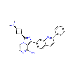 CN(C)[C@H]1C[C@@H](c2nc(-c3ccc4ccc(-c5ccccc5)nc4c3)c3c(N)nccn32)C1 ZINC000253862557