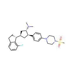 CN(C)[C@H]1C[C@H]([C@H]2CCc3cccc(F)c32)C[C@@H]1c1ccc(N2CCN(S(C)(=O)=O)CC2)cc1 ZINC001772628032