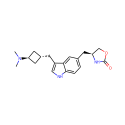 CN(C)[C@H]1C[C@H](Cc2c[nH]c3ccc(C[C@H]4COC(=O)N4)cc23)C1 ZINC000299845944