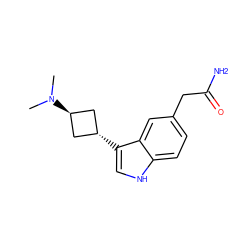 CN(C)[C@H]1C[C@H](c2c[nH]c3ccc(CC(N)=O)cc32)C1 ZINC000253679971