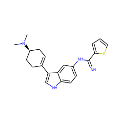 CN(C)[C@H]1CC=C(c2c[nH]c3ccc(NC(=N)c4cccs4)cc23)CC1 ZINC000034806259