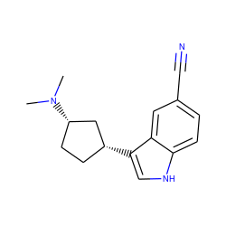 CN(C)[C@H]1CC[C@@H](c2c[nH]c3ccc(C#N)cc23)C1 ZINC000003948262