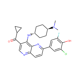 CN(C)[C@H]1CC[C@H](Nc2c(C(=O)C3CC3)cnc3ccc(-c4cc(F)c(O)c(Cl)c4)nc23)CC1 ZINC000473164905