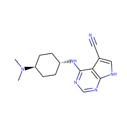 CN(C)[C@H]1CC[C@H](Nc2ncnc3[nH]cc(C#N)c23)CC1 ZINC000299825044