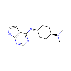 CN(C)[C@H]1CC[C@H](Nc2ncnc3[nH]ccc23)CC1 ZINC001772583369