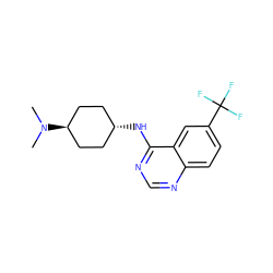 CN(C)[C@H]1CC[C@H](Nc2ncnc3ccc(C(F)(F)F)cc23)CC1 ZINC001772597549